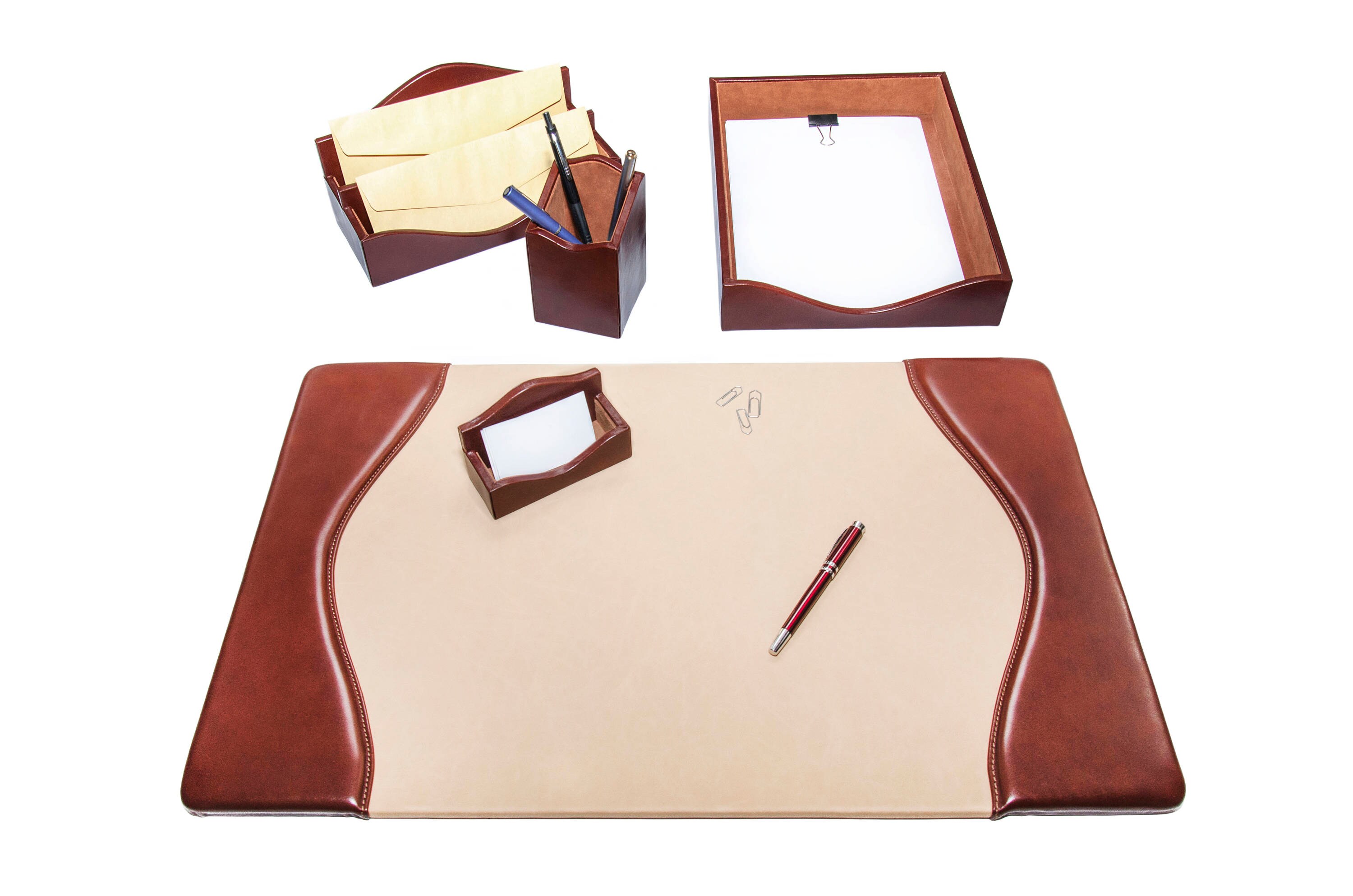 Luxury Leather Desk Set 5piece Made in Italy Etsy