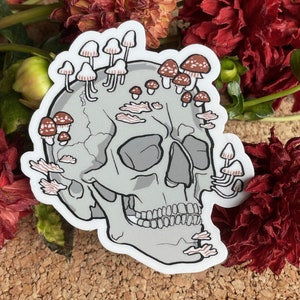Halloween Mushroom Skull Sticker, Vinyl