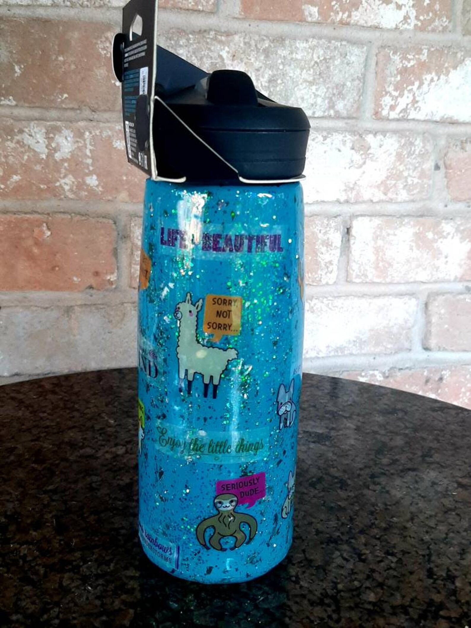 Kid water bottle Glitter water bottle blue Glitter water Etsy Italia