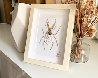 High-fashion insect embroidery in a frame