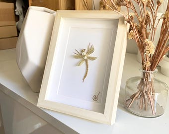 Haute Couture insect embroidery in frame