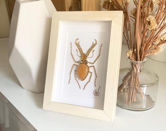 High-fashion insect embroidery in a frame