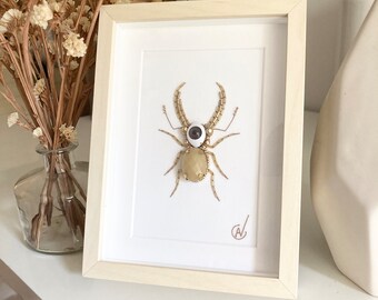 Haute Couture insect embroidery in frame