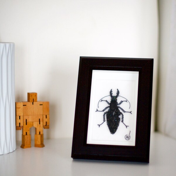 Embroidery insect Haute Couture in frame