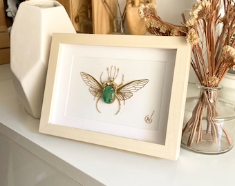 High-fashion insect embroidery in a frame