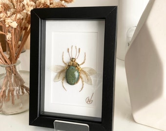 Haute Couture insect embroidery in frame