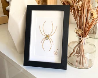 High-fashion insect embroidery in a frame