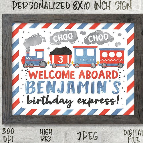 Train Birthday Signs Set Printable Train Signs Vintage Train | Etsy