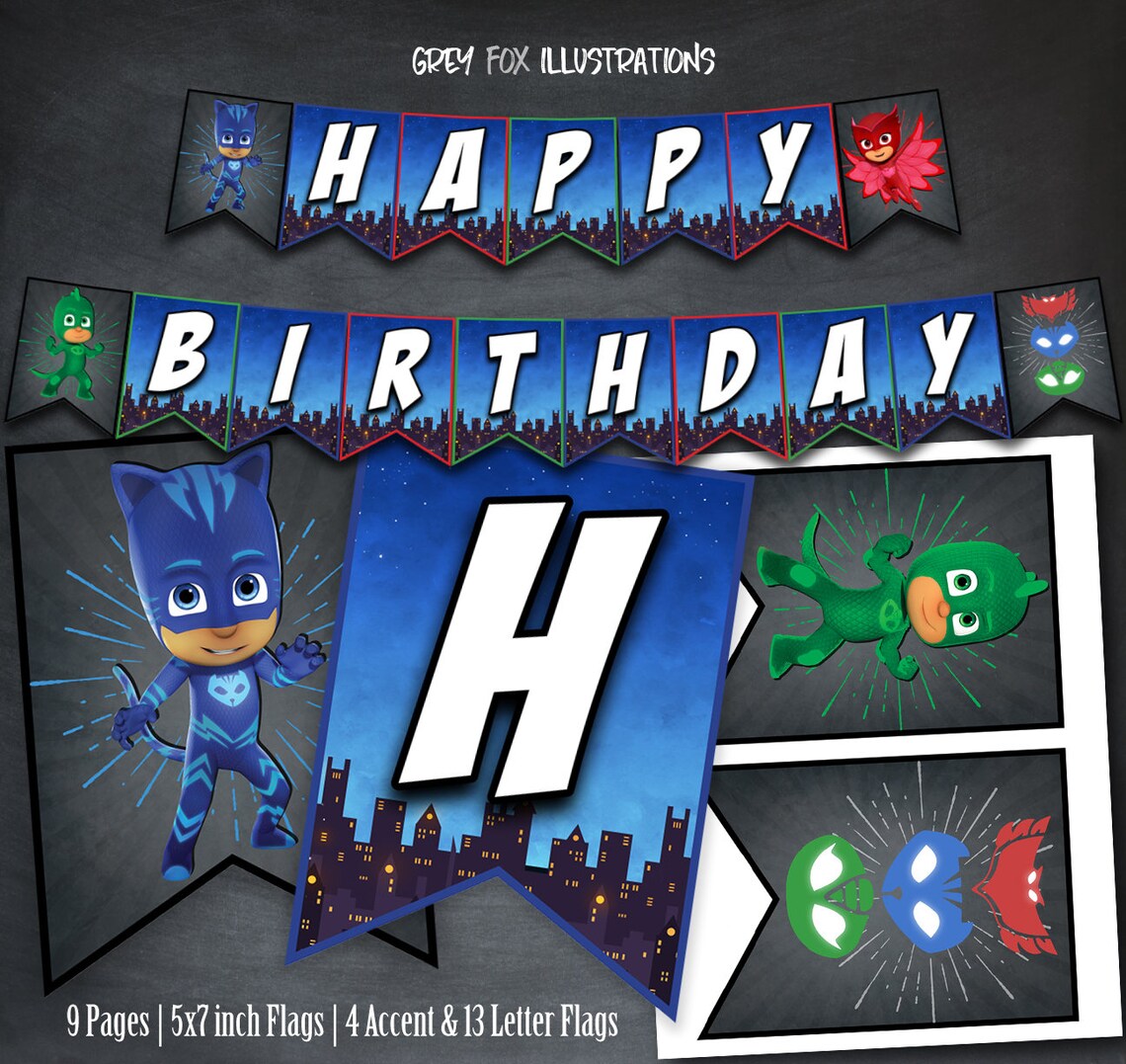 PJ Masks Banner PJ Masks Birthday Banner Pj Masks Party Pj - Etsy