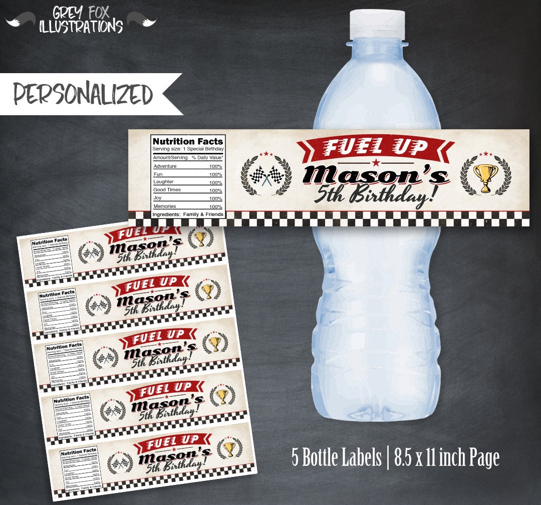 Race Car Bottle Labels Racing Car Bottle Labels Fuel up Etsy