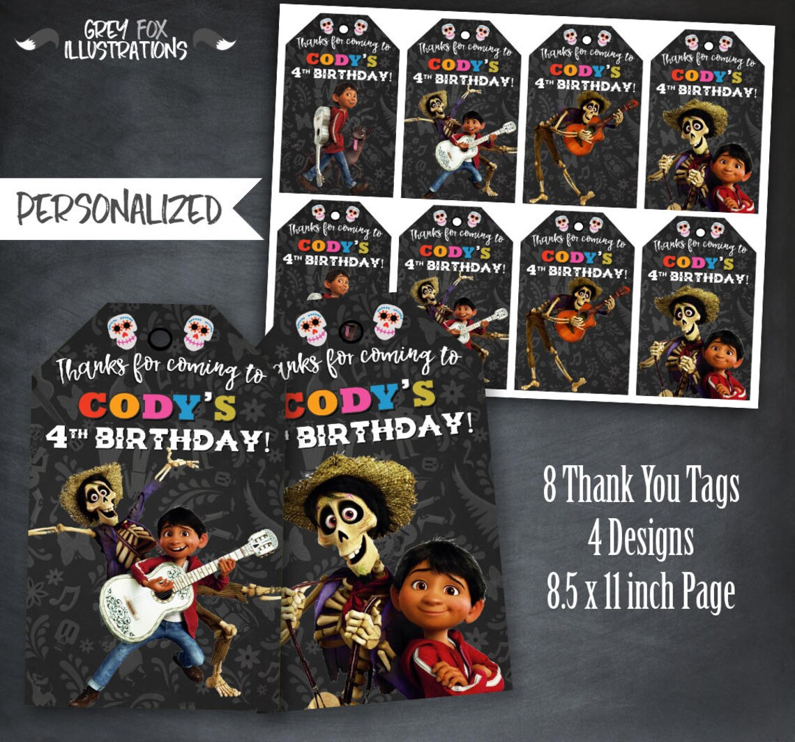 Coco Thank You Tags Coco Movie Tags Coco Favors Miguel | Etsy