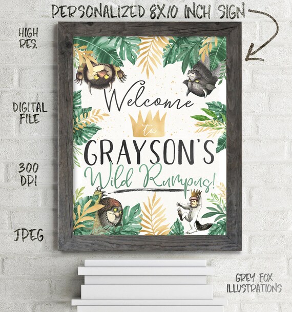 Where The Wild Things Are Sign, Wild One Sign, Wild One Birthday, King of All Wild Things Sign, Party Decor, Gold Foil, Printables, Digital Il_570xn