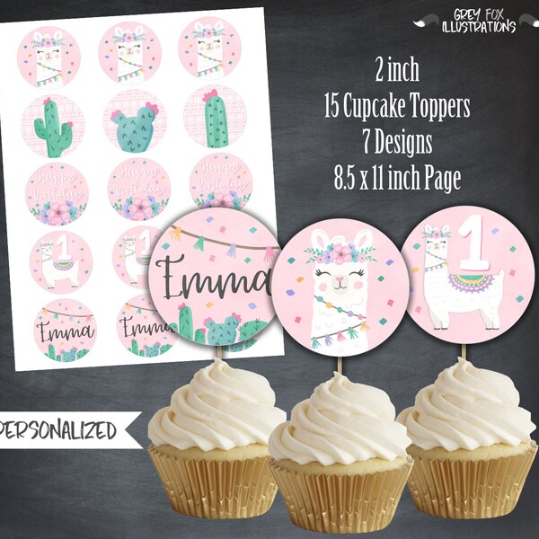Llama Cupcake Topper - Etsy