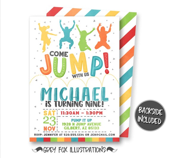 Jump Invitation, Jump Birthday Invitation, Bounce Invitation, Bounce