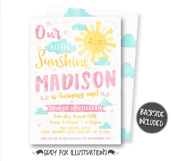 Sunshine Invitation, Sunshine Birthday Invitation, Sunshine Party, Summer Invitation, You are my sunshine, 1st Birthday, Digital, Printables Il_570xn