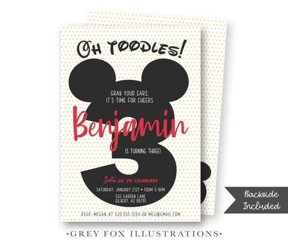 Mickey 3rd Birthday Invitation, Mickey Mouse Invitation, Mickey Party Invites, Classic Mickey Mouse, Modern, Personalized, Printables Il_570xn