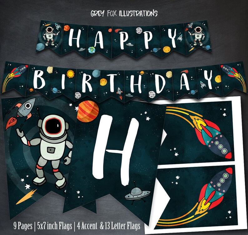 Outer Space Banner Space Happy Birthday Banner Outer Space | Etsy