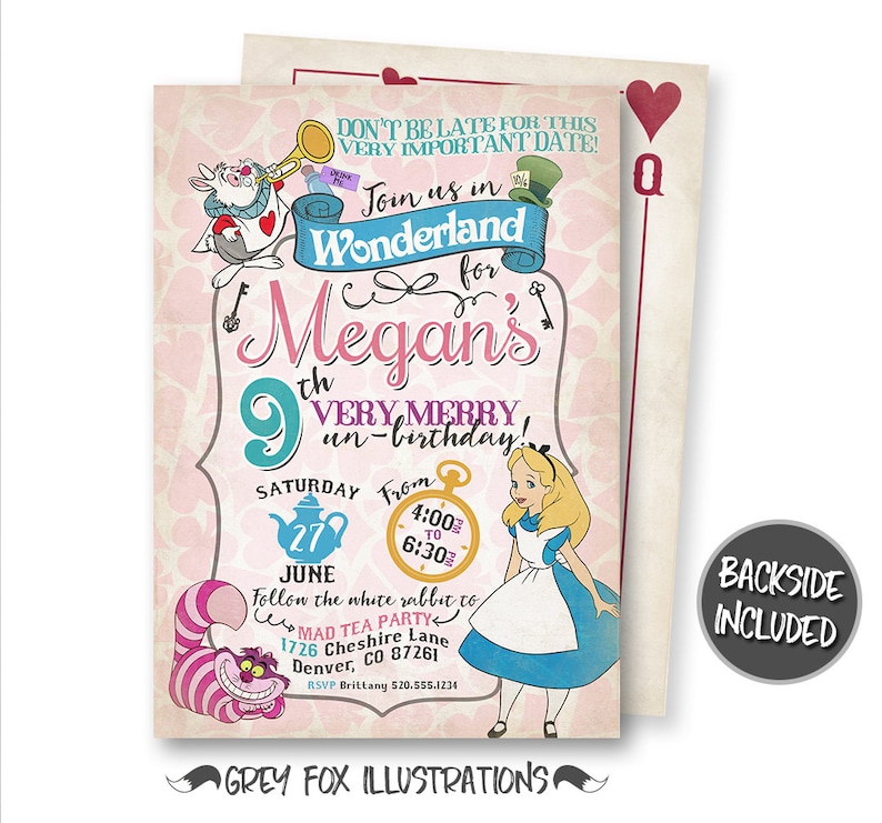 Alice In Wonderland Invitation Alice Invitations Alice In Etsy