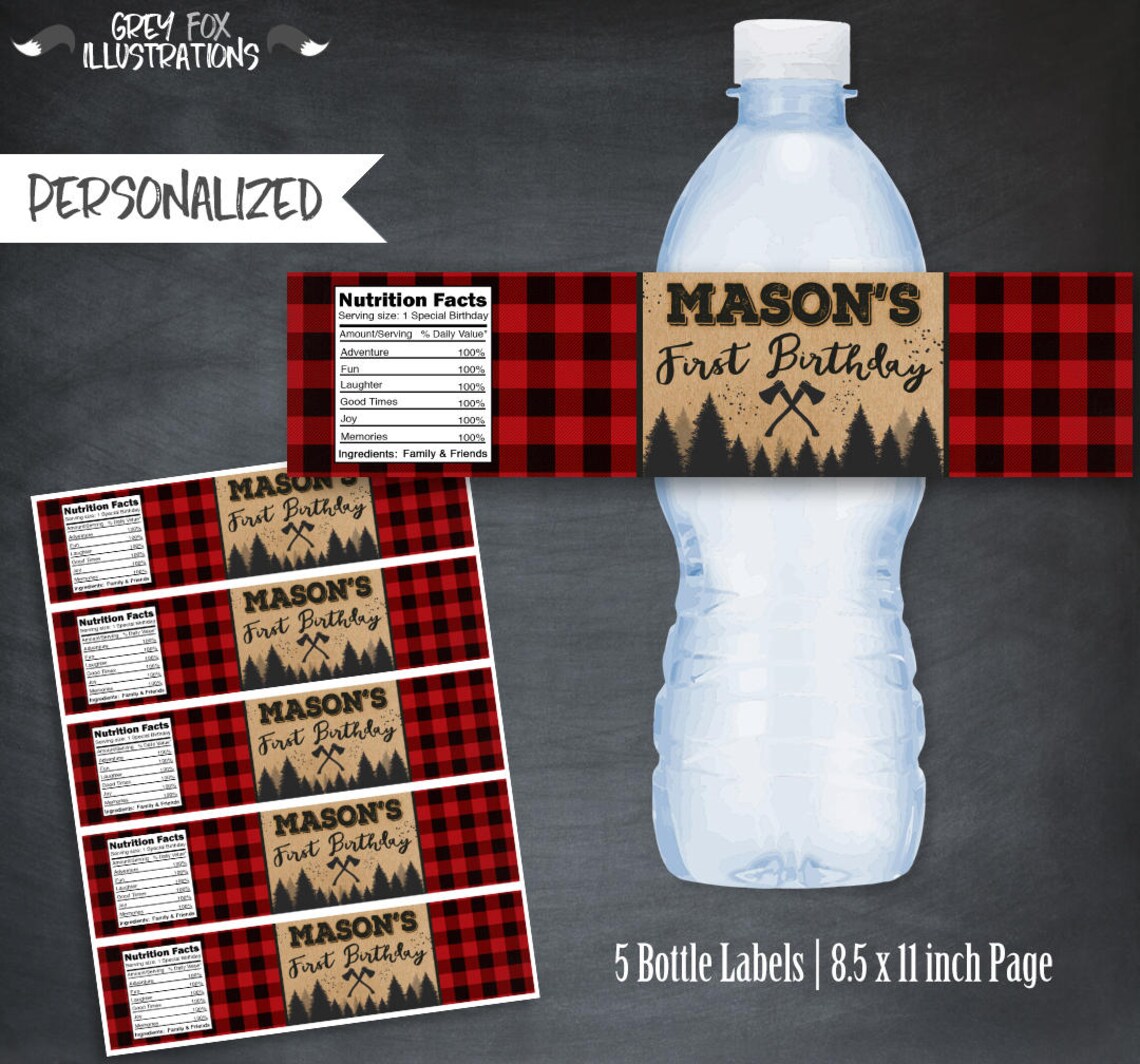Lumberjack Bottle Labels Lumberjack Wraps Lumberjack Favors - Etsy