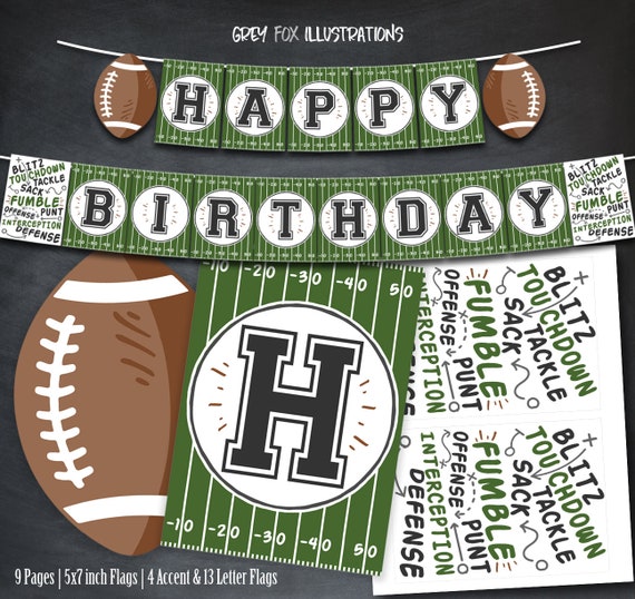 Football Banner Football Happy Birthday Banner Football Etsy