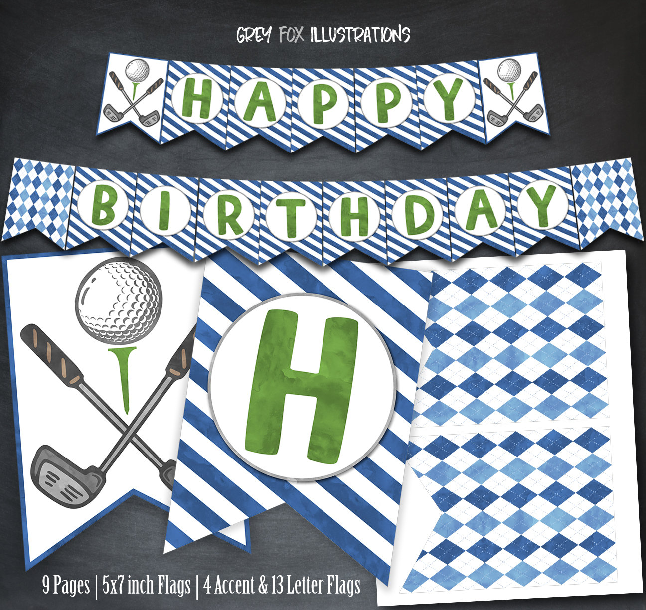 Golf Birthday Banner Golf Happy Birthday Banner Golf - Etsy