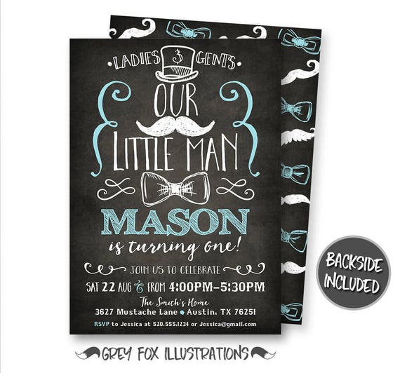 Little Man Invitation, Little Man Birthday Invitation, Little Man Party, Mustache Invitation, Bow Tie Invitation, Personalized, Printable Il_570xn