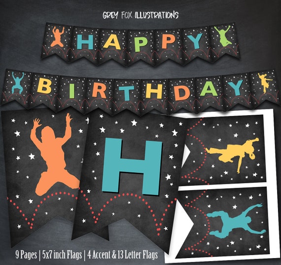 Jump Banner, Jump Birthday Banner, Jump Party, Bounce House Banner, Trampoline Banner, Printables, Digital, Jump Instant Download DIY Il_570xn