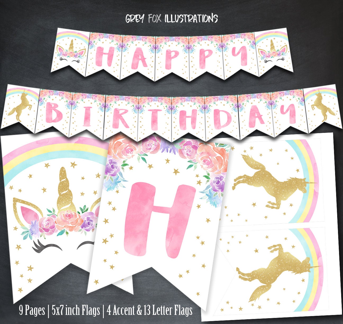 unicorn banner unicorn birthday banner unicorn party etsy