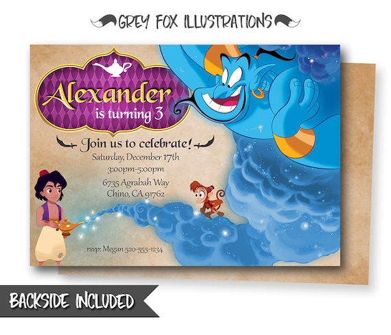 Aladdin Invitation, Aladdin Birthday Invitation, Aladdin, Invites ...