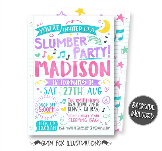 Slumber Party Invitation, Sleepover Invitation, Pajamas Invitation, Sleepover Party, Slumber Party, Printables, Personalized, Pillow Fight Il_570xn