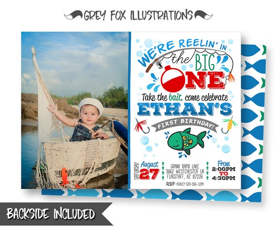 Fishing Picture Invitation, Fishing Birthday Invitation, First Birthday ...