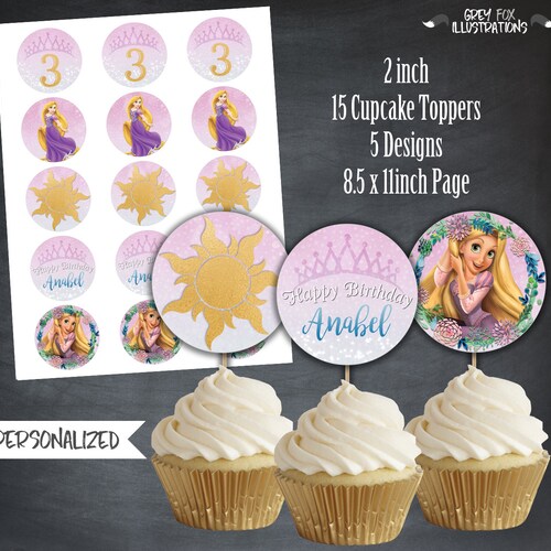 Tangled Cupcake Toppers 12CT / Rapunzel Birthday Etsy