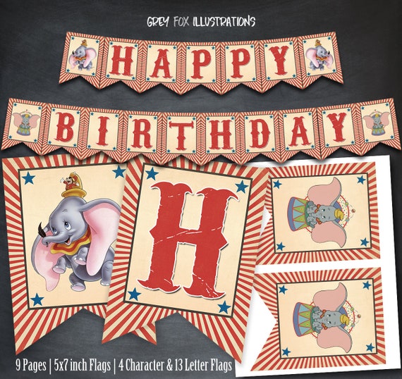 Dumbo Banner Dumbo Birthday Banner Dumbo Party Dumbo Printables Dumbo Banner Dumbo Birthday Banner Dumbo Party Dumbo Printables