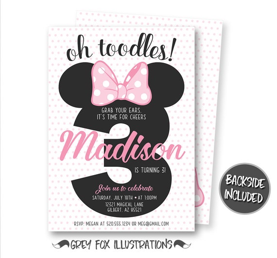 Minnie Mouse Birthday Invitation, Minnie Mouse Invitation, Minnie Mouse Party, Minnie Mouse Personalized, Digital, Polka Dots, 3rd Birthday Il_570xn