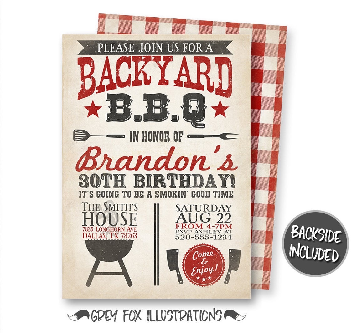 BBQ Invitation Barbecue Invitation Backyard BBQ Invitation | Etsy