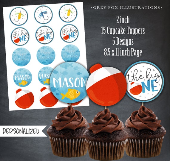 Fishing Cupcake Toppers, Fishing Favors, Fishing Tags, Fishing Party