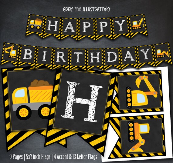 Construction Banner, Construction Birthday Banner, Construction Party, Under Construction Party, Construction Favors, Digital Banner Il_570xn