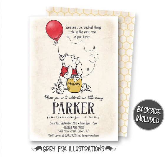 WINNIE THE POOH 1st  BIRTHDAY  GIRL or BOY     8-INVITATIONS  PARTY SUPPLIES 