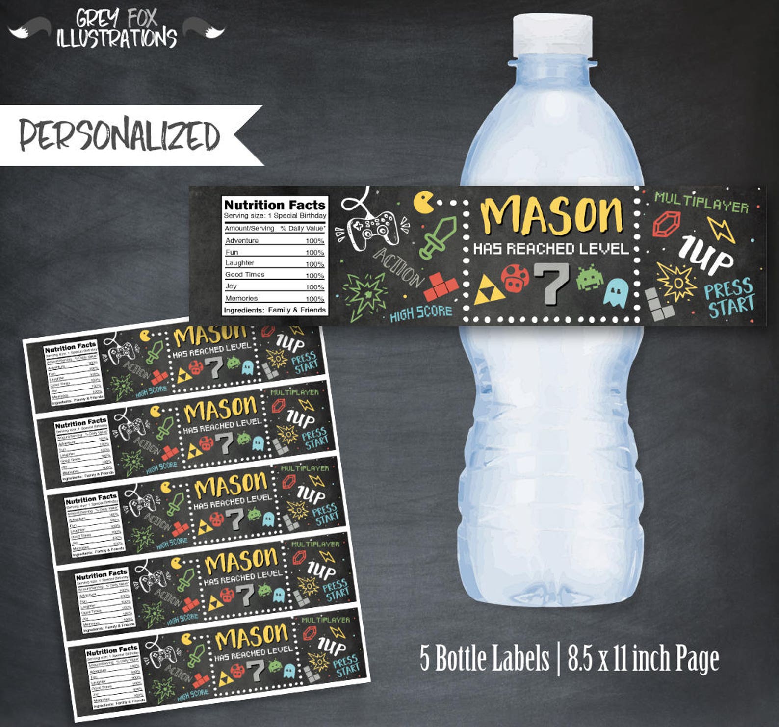 Video Game Bottle Labels Video Game Labels Video Game Etsy