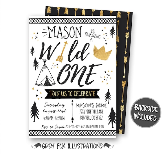Wild One Invitation, Wild One Birthday Invitation, Wild Thing Invitation, TeePee Invitation, Boho Invitation, Arrows, Digital, Printable Il_570xn