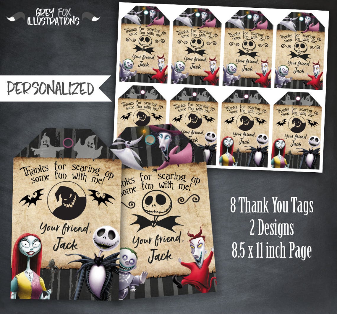 Nightmare Before Christmas Thank You Tags Nightmare Before - Etsy