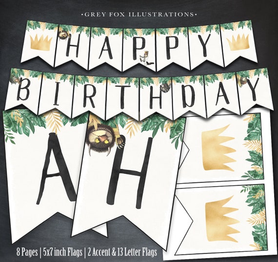 Where The Wild Things Are Banner, Wild Rumpus Birthday Banner, Max Party Printables, Where The Wild Things Are Party, Favors, Banner Flags Il_570xn