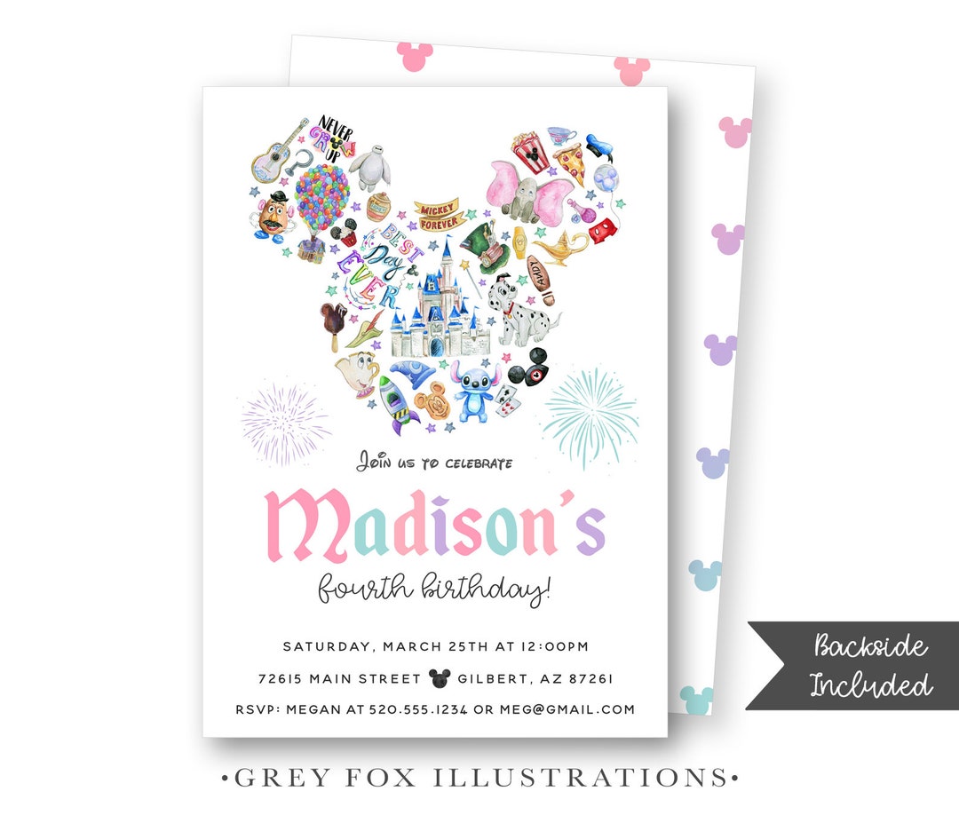 Disney Invitation Disneyland Invitation Mickey Birthday - Etsy