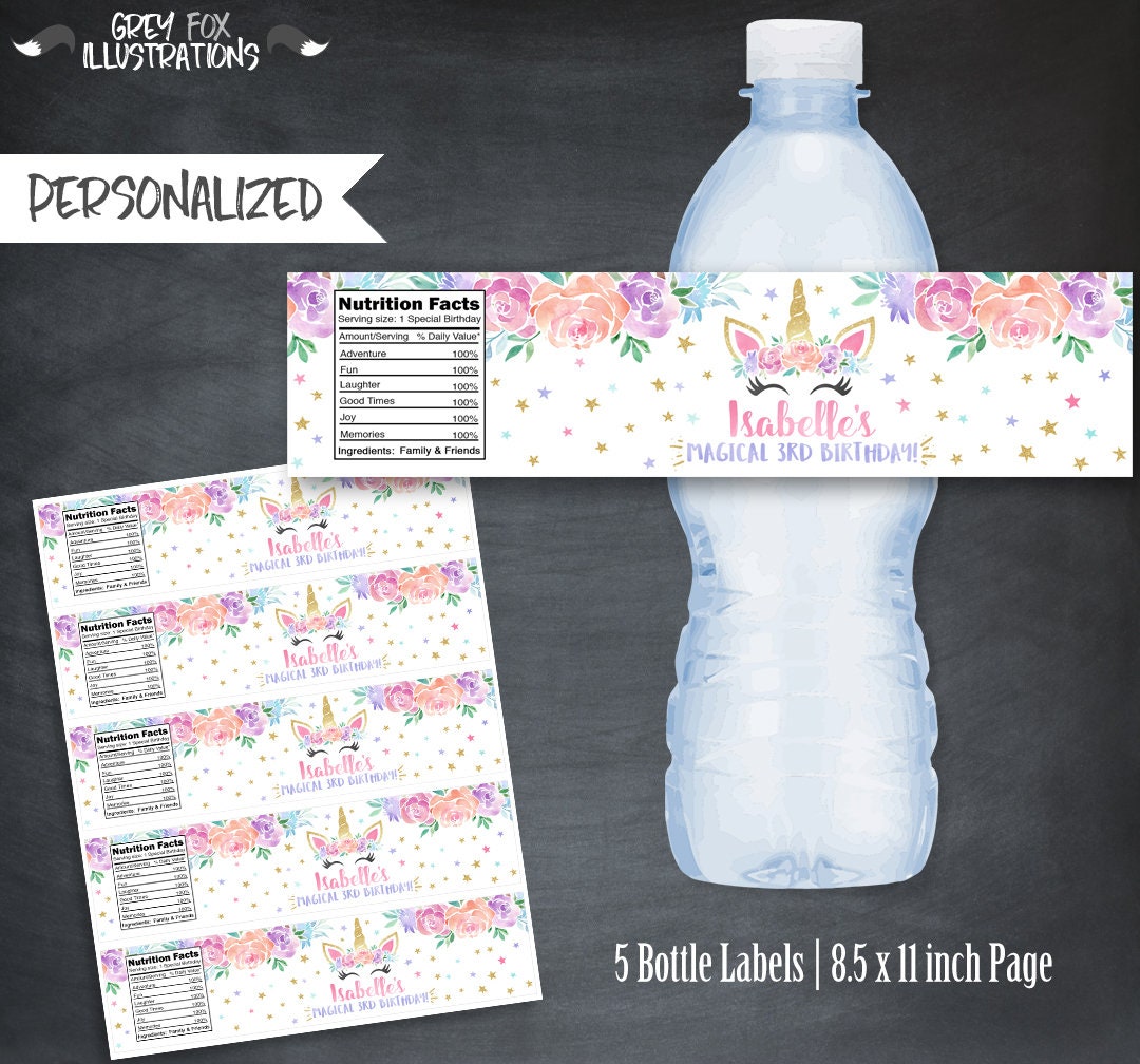Unicorn Bottle Labels, Unicorn Juice Labels, Unicorn Favors, Unicorn …