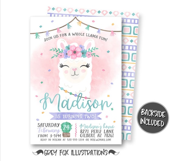 Llama Invitation, Llama Birthday Invitation, Llama Invitations, Llama Party, Llama Birthday Printables, Personalized, Llama Fun, Printable Il_570xn