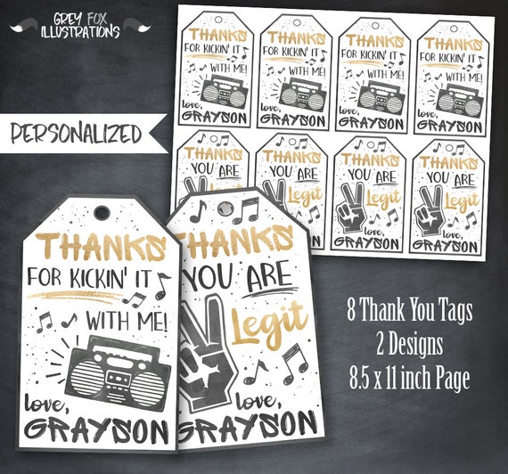 Two Legit 2 Quit Thank You Tags, Two Legit Favors, 2nd Birthday Tags, 2 Legit, Two Legit Party, Hip Hop, Personalized, Printable, Digital Il_570xn