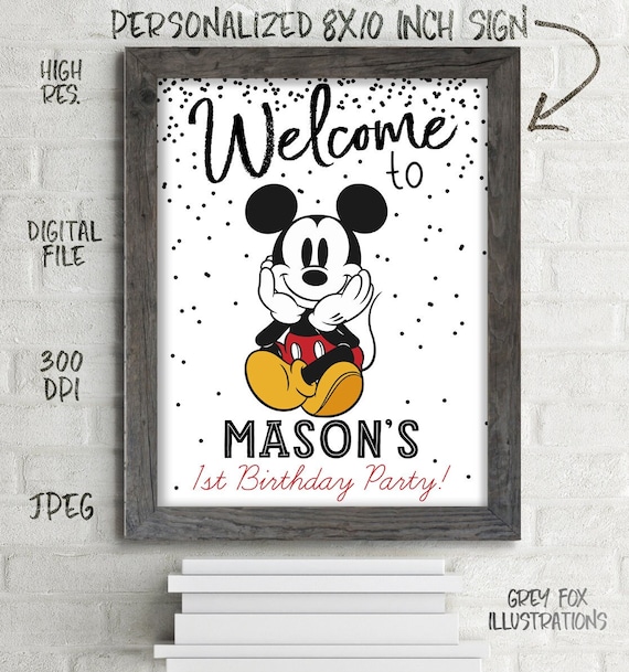 Mickey Mouse Sign, Mickey Welcome Sign, Mickey Mouse Party, Mickey Mouse Decor, Mickey Birthday Sign, Picture, Classic, Digital, Printables Il_570xn
