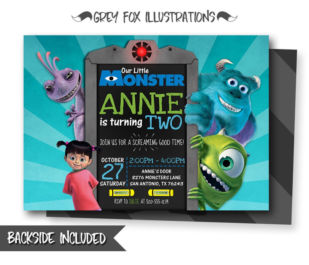 Monsters Inc Invitation Monsters Inc Birthday Invitation Etsy