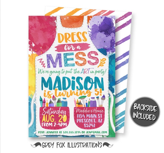 Art Invitation, Art Party Invitation, Painting Invitation, Artist Party, Art, Printables, Personalized, Invites, Brushes, Watercolor DIY Il_570xn