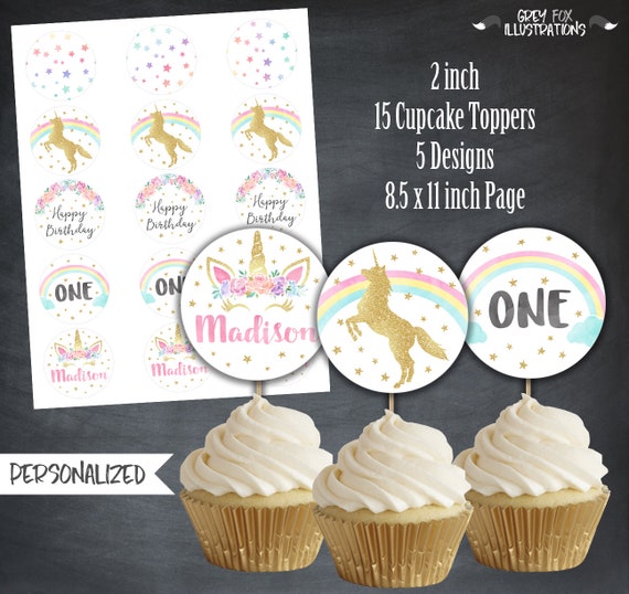 Unicorn Cupcake Toppers, Unicorn Favors, Unicorn Tags, Unicorn Party, Unicorn Birthday, Personalized, Unicorn Printables, Digital, DIY Il_570xn